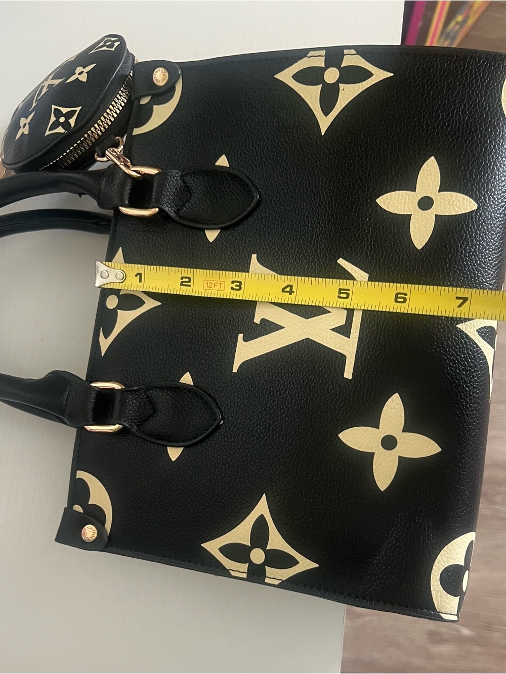 LV  Black & White Monogram Leather Satchel - Picture 13 of 14